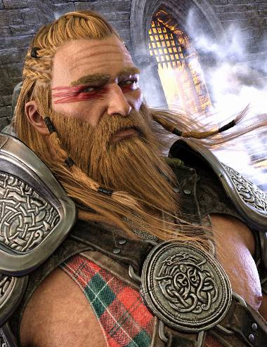 Dragonsbane Barbarian Hair and Beard for Genesis 3 Male(s)