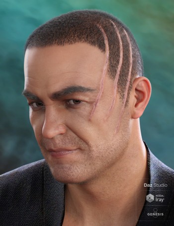 MRL Buzz Cut Hair, Stubble and Scars for Genesis 8 and Genesis 3 Male
