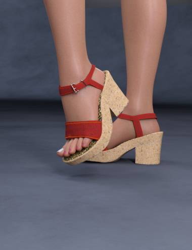 Heeled Cork Sandals for Genesis 8 Female(s)
